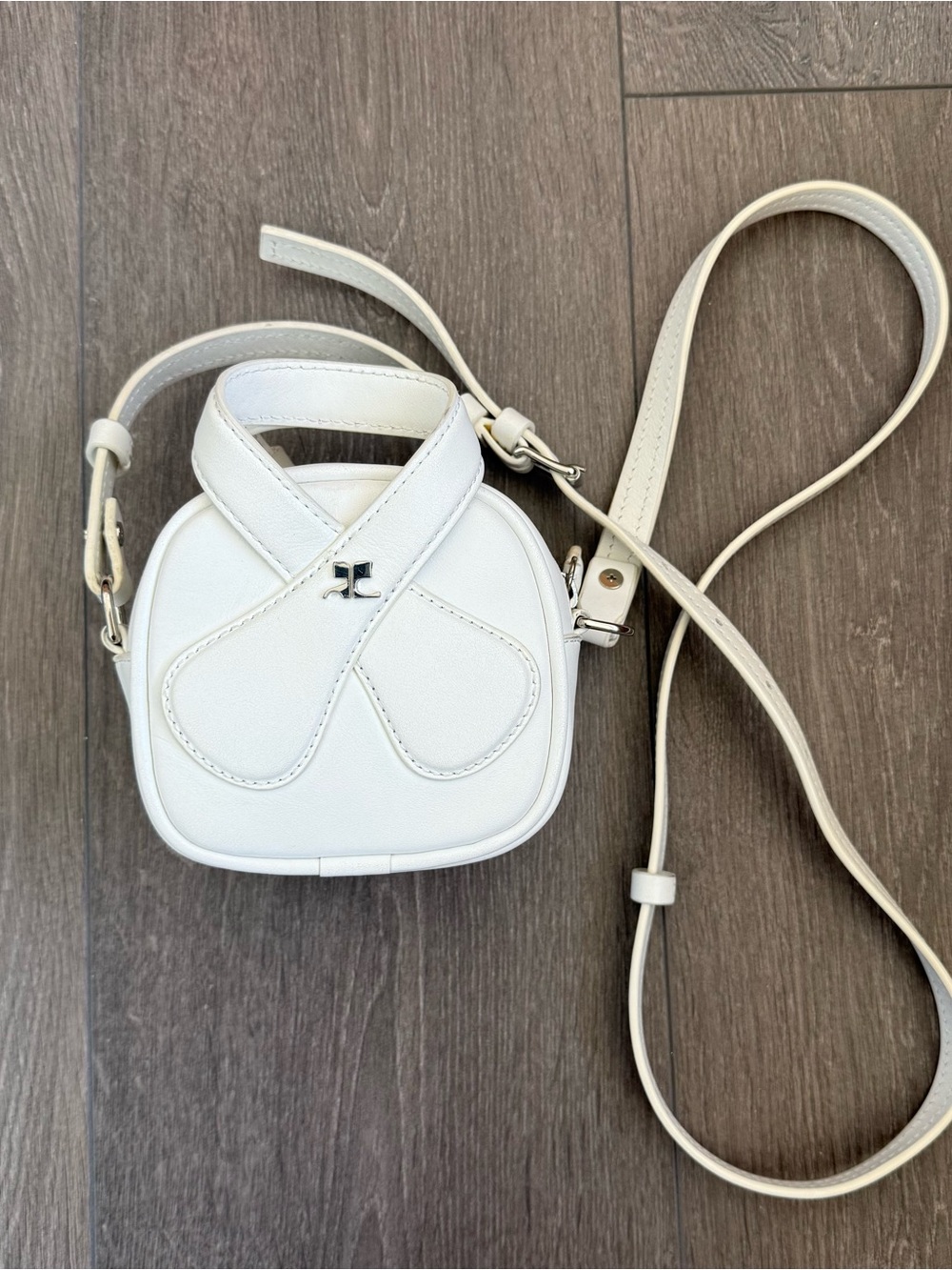 Courreges mini loop crossbody in white